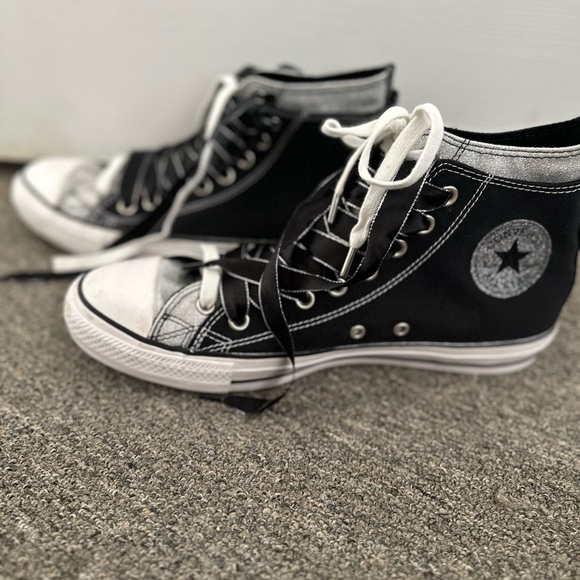 Converse All-Star Black with Silver Glitter Two-Tone Shoes - Picture 5 of 8